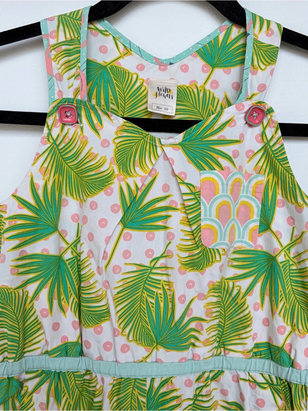 WildFlowers Girls Romper Size 10 Palm Leaf Tropical Print Ruffle Boutique - Picture 4 of 8